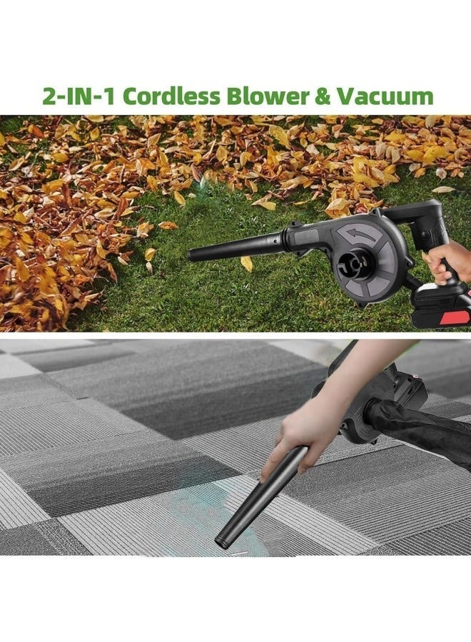 ALongDeng Cordless Leaf Blower 2 in 1 Electric Leaf Blower with 2Pcs 21V Lithium Battery Charger Compact Blower for Inflating Blowing Leaf Clearing Dust Small Trash Car Computer Host - Image 3